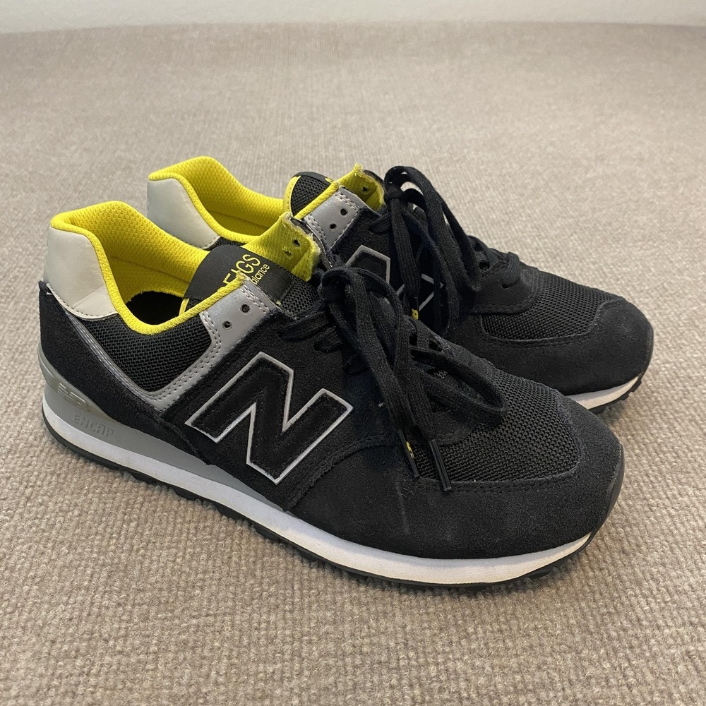 New Balance FIGS 574 Shoes Mens Size 9 Black Suede Low Top Sneakers ML574FIG
